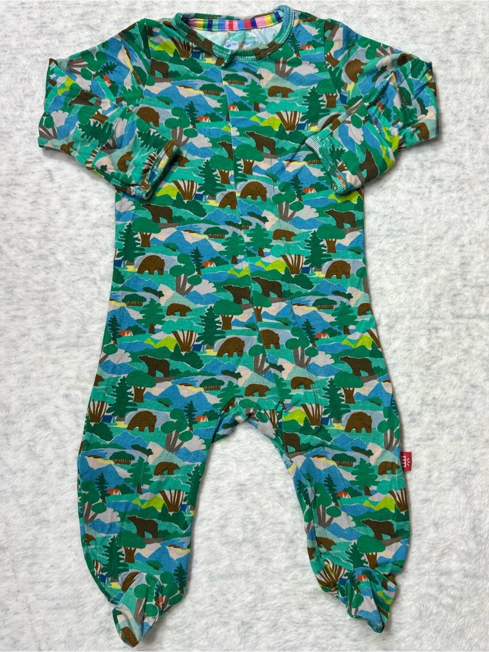 NWOT Magnetic Me Bear Forest Camping Footie Sleeper 0-3M Baby Modal Mountain
